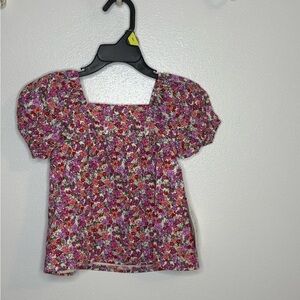 Wonder Nation Smocked Pink and Red Short Sleeve Blouse
